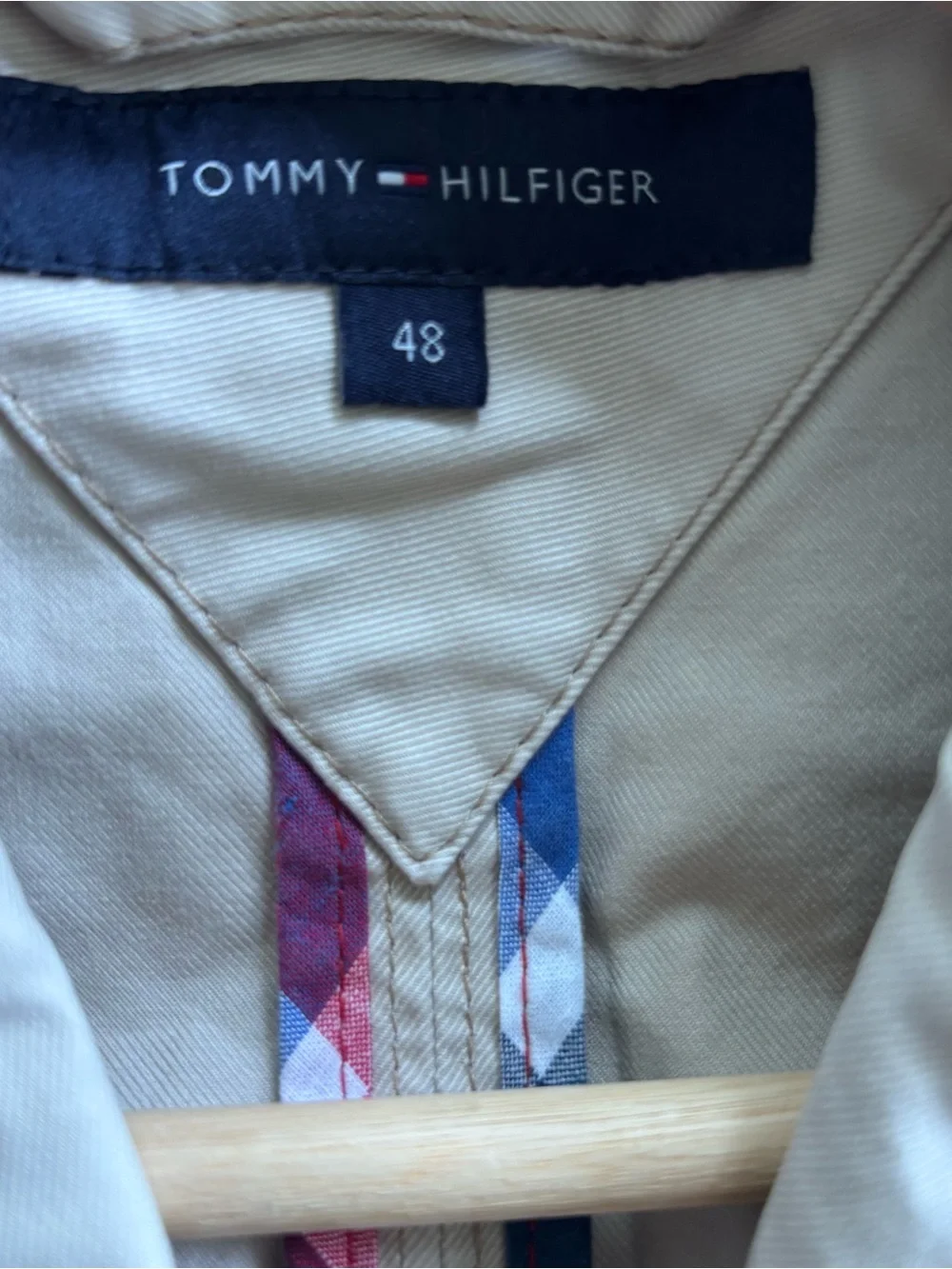 VTG Y2K Tommy Hilfiger Men's Khaki Twill Cotton Blazer-Beige-48-Preppy/Casual